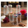 The Pioneer Woman Floral Embossed Clamp Jars, Set of 3 bundle with The Pioneer Woman Floral, 4.1-Inch, Spice Jars, Set of 6