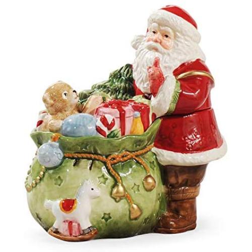 Minigift Ceramic Storage Container With Lid Candy and Cook Jar ，Christmas gift，Hand Painted with Santa Claus Design
