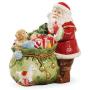 Minigift Ceramic Storage Container With Lid Candy and Cook Jar ，Christmas gift，Hand Painted with Santa Claus Design