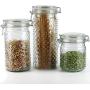 Circleware 68221 Vintage Home Glass Canisters with Swing Top Hermetic Airtight Locking Lids, 3-Piece Set, Kitchen Food Preserving Containers for Coffee, Sugar, Cereal, 22 oz, 34 oz, 44 oz, Hobnail