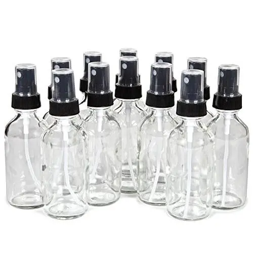 Flacons Vivaplex, 12, Clairs, 2 oz avec Pulvérisateurs à Nebulisation Fine Noir
