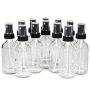 Vivaplex, 12, Clear, 2 oz Glass Bottles, with Black Fine Mist Sprayers