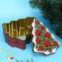 Christmas Cookie Tin with Lids Tree-Shaped Candy Storage Jar Holiday Decor Containers Gift Box Assorted Holders for Candy Cookie Card Chocolate (Flower)