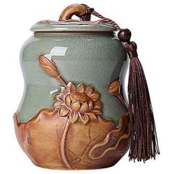 Koala Superstore Traditional Chinese Ceramics Tea Canister with Airtight Lid (002)