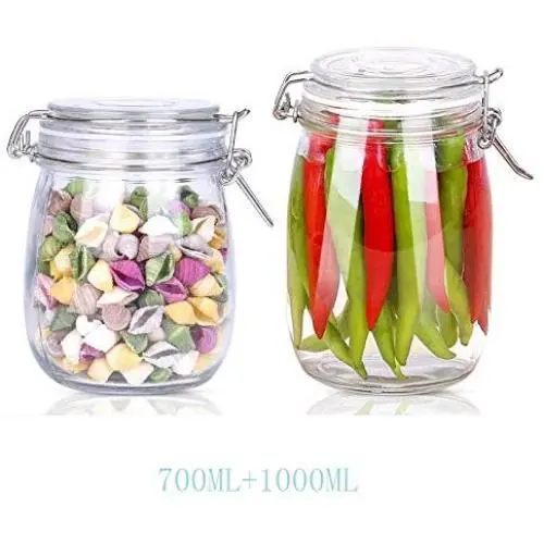 Bouteilles/Réservoirs Scellés YL LY pour Aliments, Graines, Verres, Citrons, Miel, Fruits Passion, Lait en Poudre – 700+1000 ml (Rond) Bouteilles/Réservoirs Scellés YL LY pour Aliments, Graines, Verres, Citrons, Miel, Fruits Passion, Lait en Poudre – 700+1000 ml (Rond)