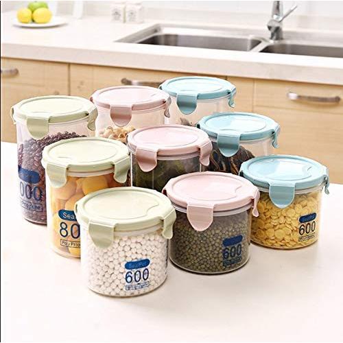 Food Storage Jars,Leakproof Sealed Kitchen Storage Box,Cereal Container Food Storage Containers，Sealed Snap-on Storage Case with Lid（Random Color）