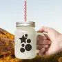 Yellow Start, Ball Frosted Glass Mason Jar With Straw