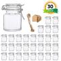 Spice Jars, Flrolove 30 Pack 3.5oz Square Glass Jars with Leak Proof Rubber Gasket & Hinged Lid,Small Glass Containers with Airtight Lids for Home, Party Favors