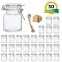 Spice Jars, Flrolove 30 Pack 3.5oz Square Glass Jars with Leak Proof Rubber Gasket & Hinged Lid,Small Glass Containers with Airtight Lids for Home, Party Favors