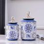 Cookie Jar Ceramic with Lids Airtight, Pottery Food Storage Containers for Kitchen Pantry Canisters Bulk Candy Store, 2L/1.5L