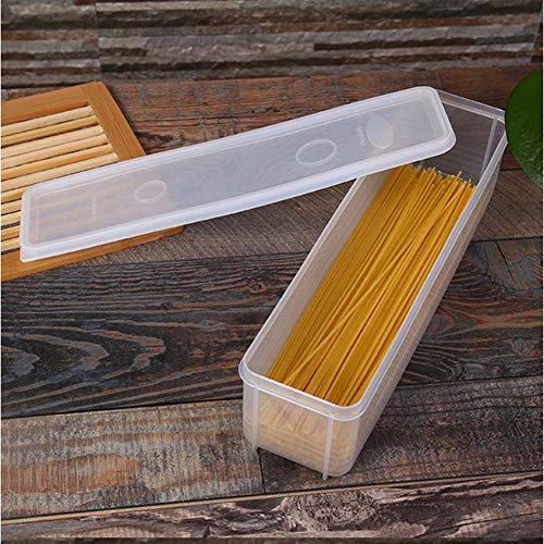 YXTHON Noodle Storage Box Pasta Dry Container Food Fruits Nuts Jars Rectangle Shaped Fresh Storage Box Kitchen Refrigerator Noodle Box Plastic Cover Food Storage Container