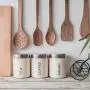 Harbour Housewares Zeitgemäßer Kaffeebehälter - Stahl Küchenaufbewahrungsbox mit Gummiaufsatz – Creme – 10cm