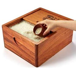 Food Savers & Storage Containers Solid wood sealed rice barrel Insect-proof moisture-proof flour storage box Household rice storage box Kitchen grain container jar Food Storage