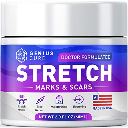 Stretch Marks & Scars Defense Cream Daily Moisturizer w Organic Shea Butter + Plant Oils + Vitamins to Prevent, Reduce and Fade Away Old or New Scars Best for Pregnancy 2oz