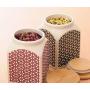 FUYU Ceramic Food Sealed Storage Tank with Bamboo Lid Seasoning Jars Snack Tank