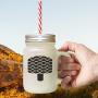 Red Orange Ice Image Frosted Glass Mason Jar With Straw
