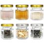 Syntic 32 Pcs 1.5 oz Hexagon Jars/Glass Jars with Gold Lids, Small Mason Jars for Wedding, Party Favors, Extra 13 Silver Lids, Chalkboard Labels, Tag String, 30 Disposable Wooden Spoons Included