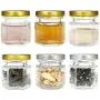Syntic 32 x 1,5 oz Hexagon Gläser mit Golddeckeln, Kleine Mason Gläser für Hochzeit, Partygeschenke, + 13 Silberdeckel, Kreidebeschriftungen, Aufhängeschlaufen, 30 Einweglöffel