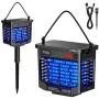 LITOM Solar Bug Zapper Outdoor, Solar-Powered & USB Charge with LCD Display, Indoor Electric UV Insect Catcher & Solar Killer Mosquito Zappers for Home, Deck, Garden, Patio, Yard, Camping, Flowerbeds