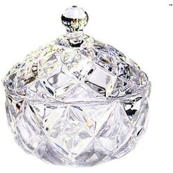 FUYU Embossed Crystal Lead Free Glass Sugar Storage Jar Candy Snack Jar with Lid