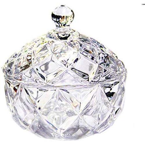 FUYU Embossed Crystal Lead Free Glass Sugar Storage Jar Candy Snack Jar with Lid
