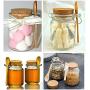 1Pcs 250ml/8.5oz Empty Clear Glass Jam Jar with Cork and Spoon Multipurpose Honey Candy Coffee Bath Salts Storage Canister Can Pot Tin Bottle Container Crock for Item Storage