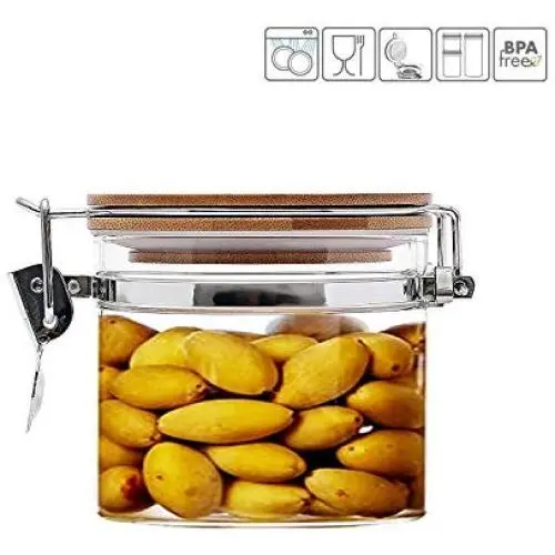 Onebrake Airtight wood lid Borosilicic glasses Canister, Food Storage Container Jars - 500ml Onebrake Airtight wood lid Borosilicic glasses Canister, Food Storage Container Jars - 500ml