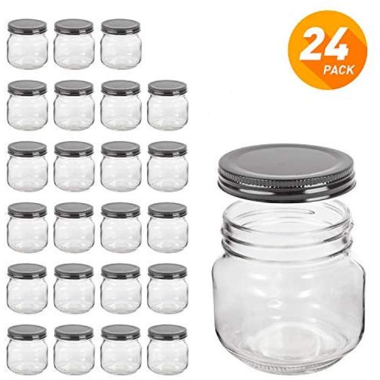 Wide Mouth Mason Jar 8 Oz - (4 Pack) - Wide Mouth Mason Jars with Airtight  Lids