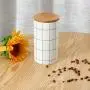 Bouteilles de Rangement en Céramique avec Couvercles en Bambou pour Graines, Thé, Café, Sucre, Canisters, Organisateur de Rangement de Cuisine, 880ml Bouteilles de Rangement en Céramique avec Couvercles en Bambou pour Graines, Thé, Café, Sucre, Canisters, Organisateur de Rangement de Cuisine, 880ml