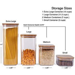 The Order Project Cereal Containers - 5 - Piece Acrylic Large Bamboo Airtight Food Storage Canisters Set for Kitchen, Perfect for Pantry Organization and Food Storage Stackable ? Keep Food Dry