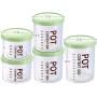 Plastic Storage Jars Airtight With Non-Slip Top Cover,Stackable Food Storage Containers With Scale,Cereal Storage Containers Set,Multifunction,Good Sealing,Green-700MLx2+900MLx2+1200ML