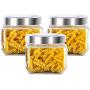 HOUSIYU Sealed Cans, Food Storage Transparent Glass Jars, Moisture-Proof and Dustproof, Large-Capacity for Milk Powder Pasta Tea Honey Pot, Square,800+800+800ml
