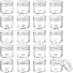 20 Pieces Round Pot Jars Plastic Cosmetic Containers Set with Lid for Liquid Creams Sample, 20 ml/ 0.7 oz (Clear Lid)