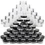 Youngever 140 Pcs Empty Plastic Cosmetic Samples Containers, 80 Pack 5G Plastic Jars With Lids (40 White,40 Black), 60 Pack 3G Cosmetic Jars with Lids (30 White,30 Black), 5 Mini Spatulas and Labels