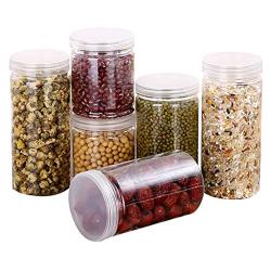 Cuekondy Food Storage Containers Clear Empty Plastic Storage Jars with Lids Durable Kitchen Storage Box Round Sealing Food Grade Air Tight Containers (A/8x6.5cm)