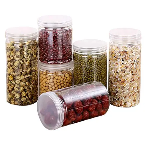 Cuekondy Food Storage Containers Clear Empty Plastic Storage Jars with Lids Durable Kitchen Storage Box Round Sealing Food Grade Air Tight Containers (A/8x6.5cm) Cuekondy Food Storage Containers Clear Empty Plastic Storage Jars with Lids Durable Kitchen Storage Box Round Sealing Food Grade Air Tight Containers (A/8x6.5cm)