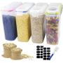 BAKHUK Cereal Storage Container - Large Sealed Cans 4L (136oz) in 4 Colors, with Stickers and Brushes, for Cereals, Flour, Coffee, Pet Food, etc.