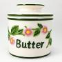Butter Bell Keeper L Tremain Ceramic Crock Cafe Keeper Flowers Pink Green