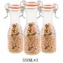 Yl Ly Glass Bottle Sealed Jar Passion Fruit Honey Lemon Transparent Jar Household Grain Storage Tank Double Buckle Waist 550Ml+550Ml+550Ml