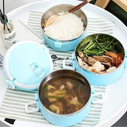 Stainless Steel Internal Lunch Box Lunch Box 3 Layers Insulation Leakproof Tiffin Food Container Storage Carrier Blue