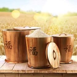 Food Jars & Crocks Storage M Barrel Home Kitchen Wooden Rice Storage Box Moisture-proof Insect-proof Flour Storage Tank 10kg 15kg Beautiful And Durable (Color : Yellow, Size : 28.539.5cm)