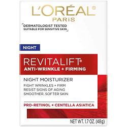 Night Cream by L’Oreal Paris, Revitalift Anti-Aging Face Moisturizer with Pro-Retinol and Centella Asiatica, Paraben Free, Non-Comedogenic, Suitable for Sensitive Skin, 1.7 oz.