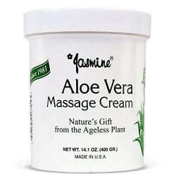 Jasmine Aloe Vera Massage Cream. Keep Your Face and Body Fresh and Soft with Anti-Aging Therapy Cream. Have Deeply Moisturized and Nutrition on Your Skin. Organic Aloe Vera Extract. [400 g / 14.1 Oz]