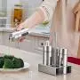 DUDDP Storage Spice lar set Spice Jar 4pieces/set, salt and pepper mill set Stainless-Steel Salt Pepper Shaker, seasoning Bottle Silver DUDDP Storage Spice lar set Spice Jar 4pieces/set, salt and pepper mill set Stainless-Steel Salt Pepper Shaker, seasoning Bottle Silver