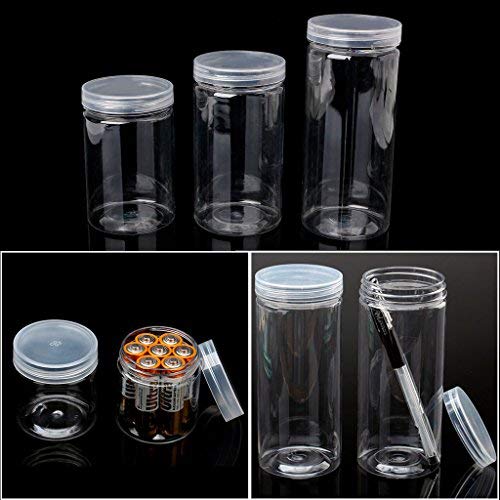Milue 6.4cm OD Clear Strong PET Round Food Storage Container Jar Sealed with Clear Lid (02#)