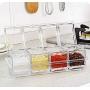 Clear Seasoning Rack Spice Pots by AIQI - 4 Piece Acrylic Seasoning Box - Storage Container Condiment Jars - Cruet with Cover and Spoon