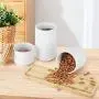 Bocal de Conservation Alimentaire hjn avec Couvercle en Bambou – Canister en Céramique Blanche pour Servir le Café, le Thé, les Graines et Plus encore, Ensemble de 3 Pièces Bocal de Conservation Alimentaire hjn avec Couvercle en Bambou – Canister en Céramique Blanche pour Servir le Café, le Thé, les Graines et Plus encore, Ensemble de 3 Pièces