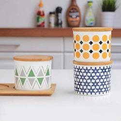 Spice jar set,Spice storage containers Ceramic spice jars with lid Porcelain condiment jar Storage containers-A