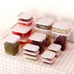 Kitchen Storage Unit 17-Piece Food Storage Box Kitchen Finishing Storage Sealed Box Refrigerator Storage Box Storage Jar Storage Organization for Home (Color : Pink)