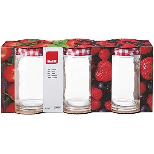 Ibili Storage Jar Set 500 ml 3 Pieces, Transparent/Red